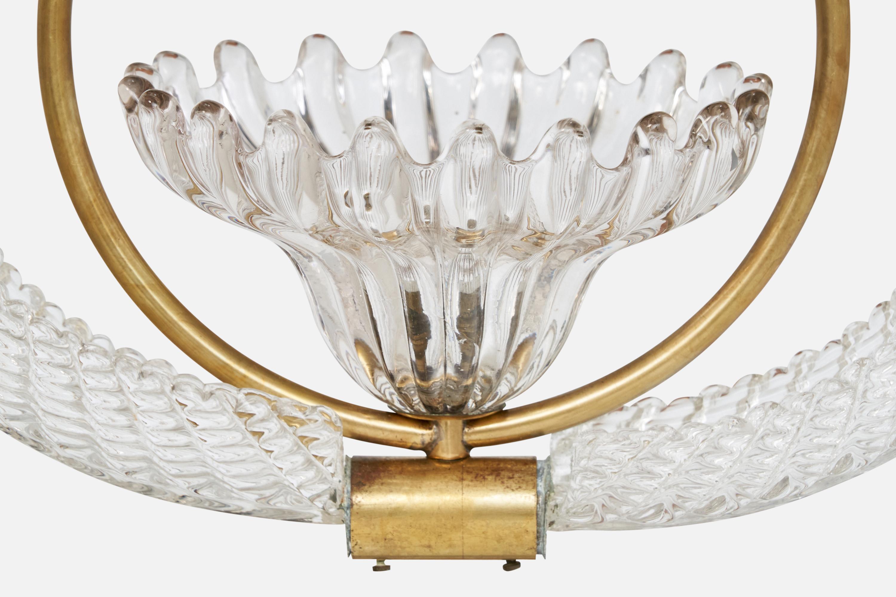 Designer italiano, lampada a sospensione, ottone, vetro, Italia, anni '40 in vendita 3