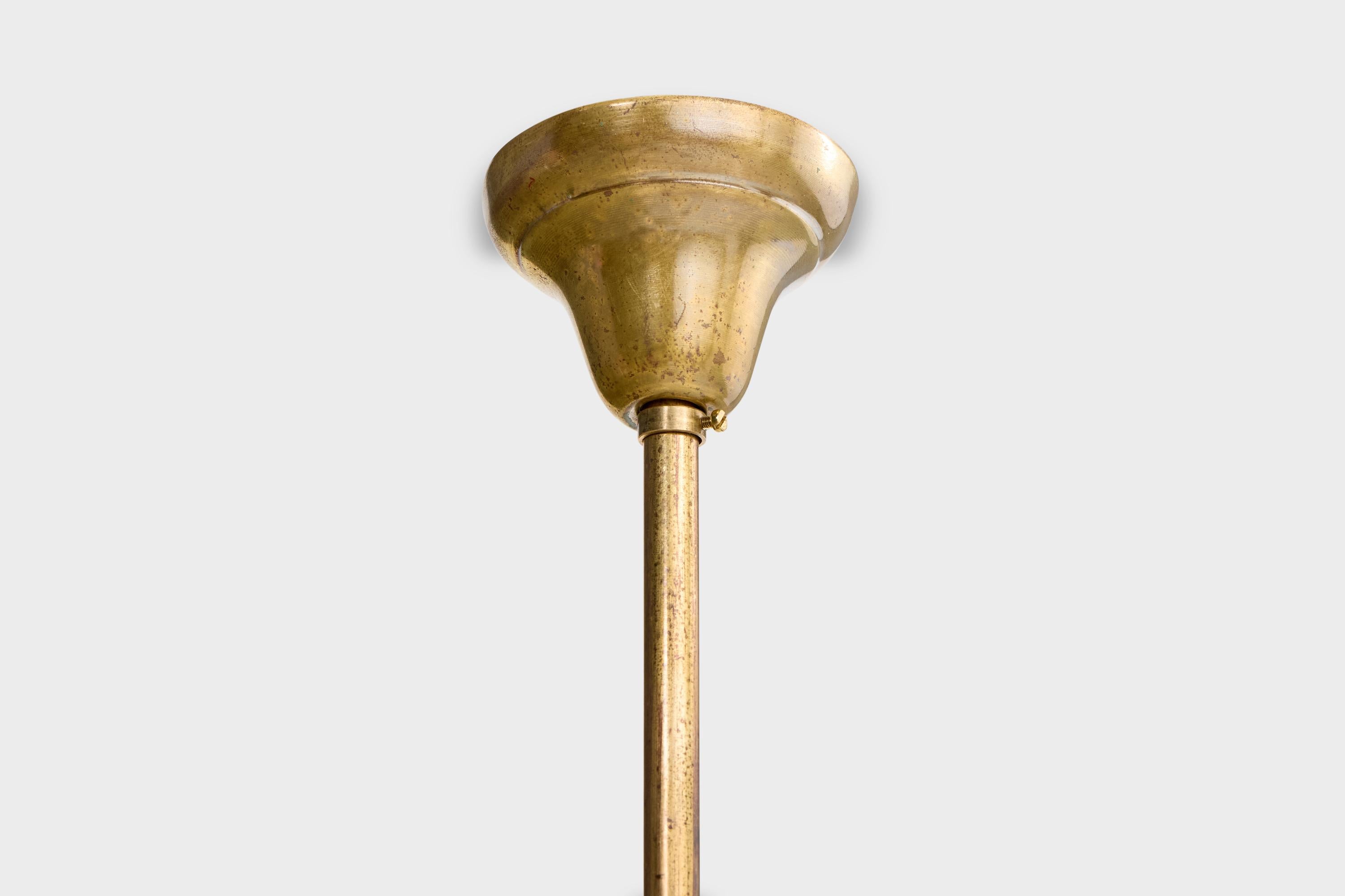 Designer italiano, lampada a sospensione, ottone, vetro, Italia, anni '40 in vendita 3