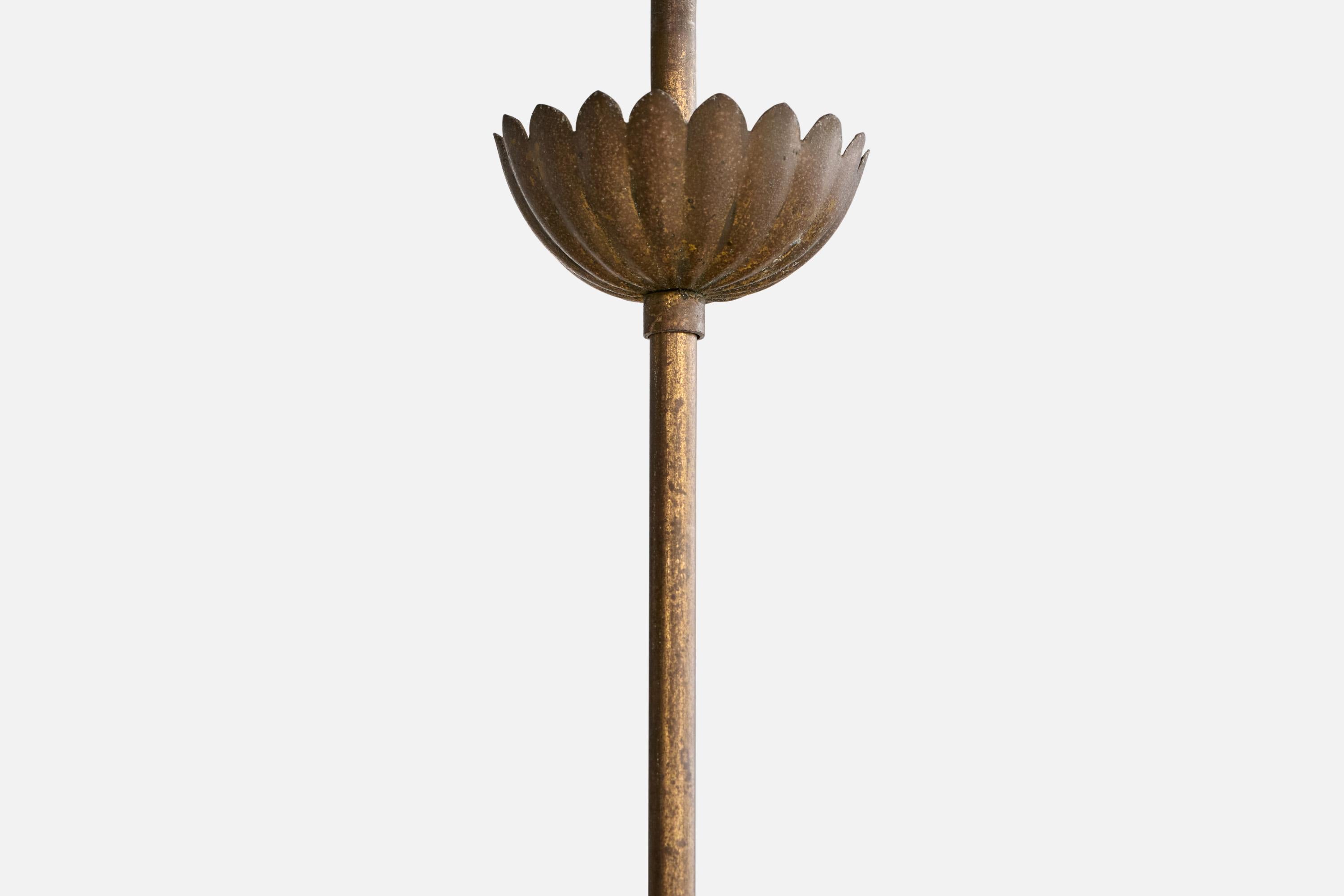 Designer italiano, lampada a sospensione, ottone, vetro, Italia, anni '40 in vendita 3