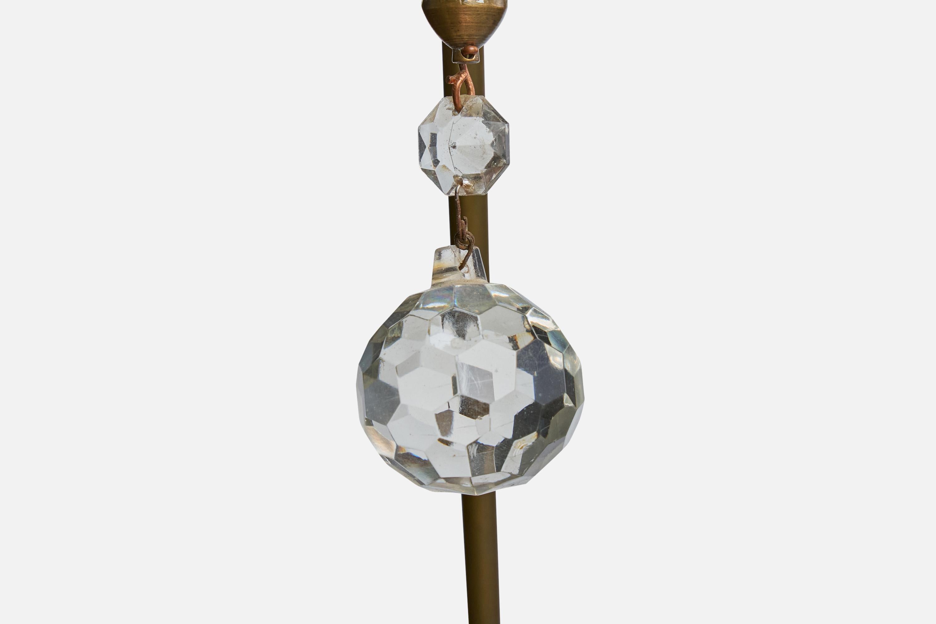 Diseñador italiano, Lámpara colgante, Latón, Cristal, Italia, Década de 1940 en venta 3