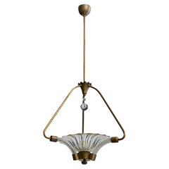 Designer italiano, lampada a sospensione, ottone, vetro, Italia, anni '40