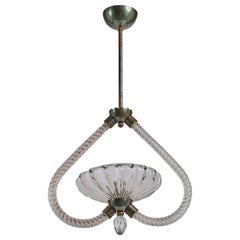 Designer italiano, lampada a sospensione, ottone, vetro, Italia, anni '40