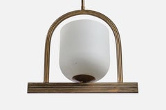Diseñador italiano, Lámpara colgante, Latón, Cristal, Italia, Años 50