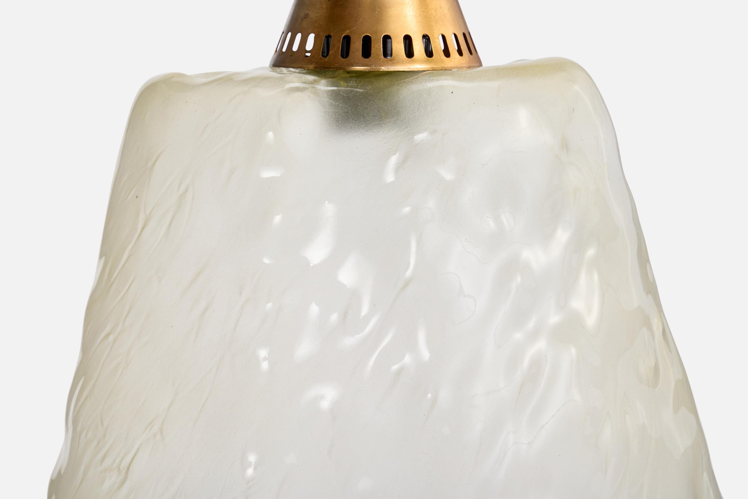 Italian Designer, Pendant Light, Brass, Glass, Italy, 1950s For Sale 2