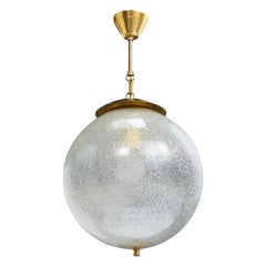 Designer italiano, lampada a sospensione, ottone, vetro, Italia, anni '50