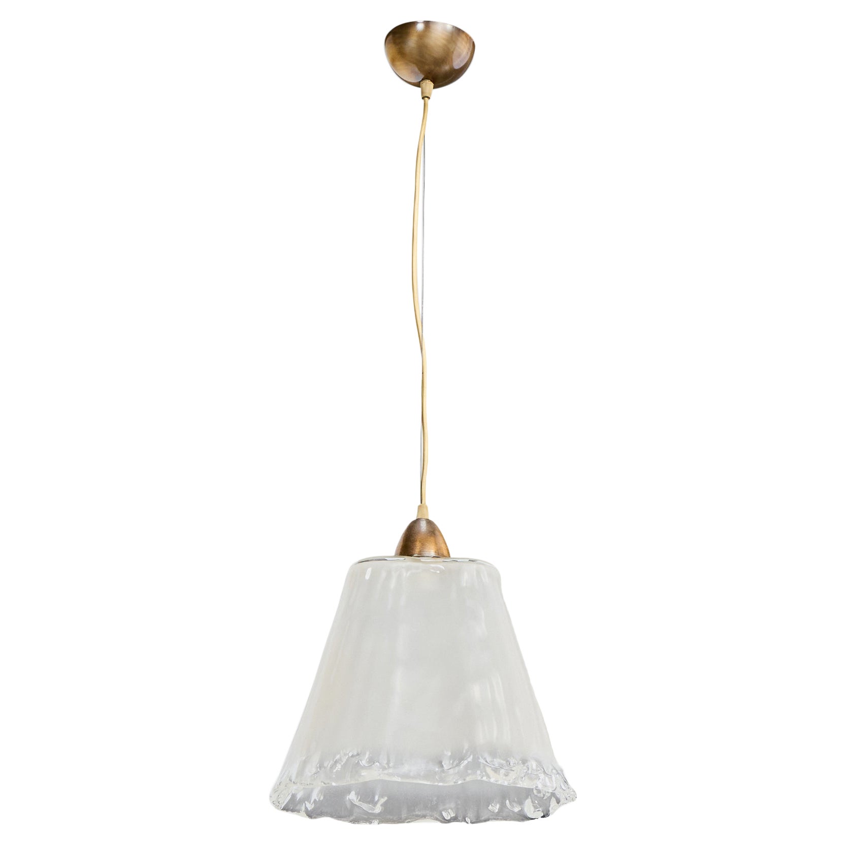 Lampe à suspension italienne, laiton, verre, Italie, années 1990