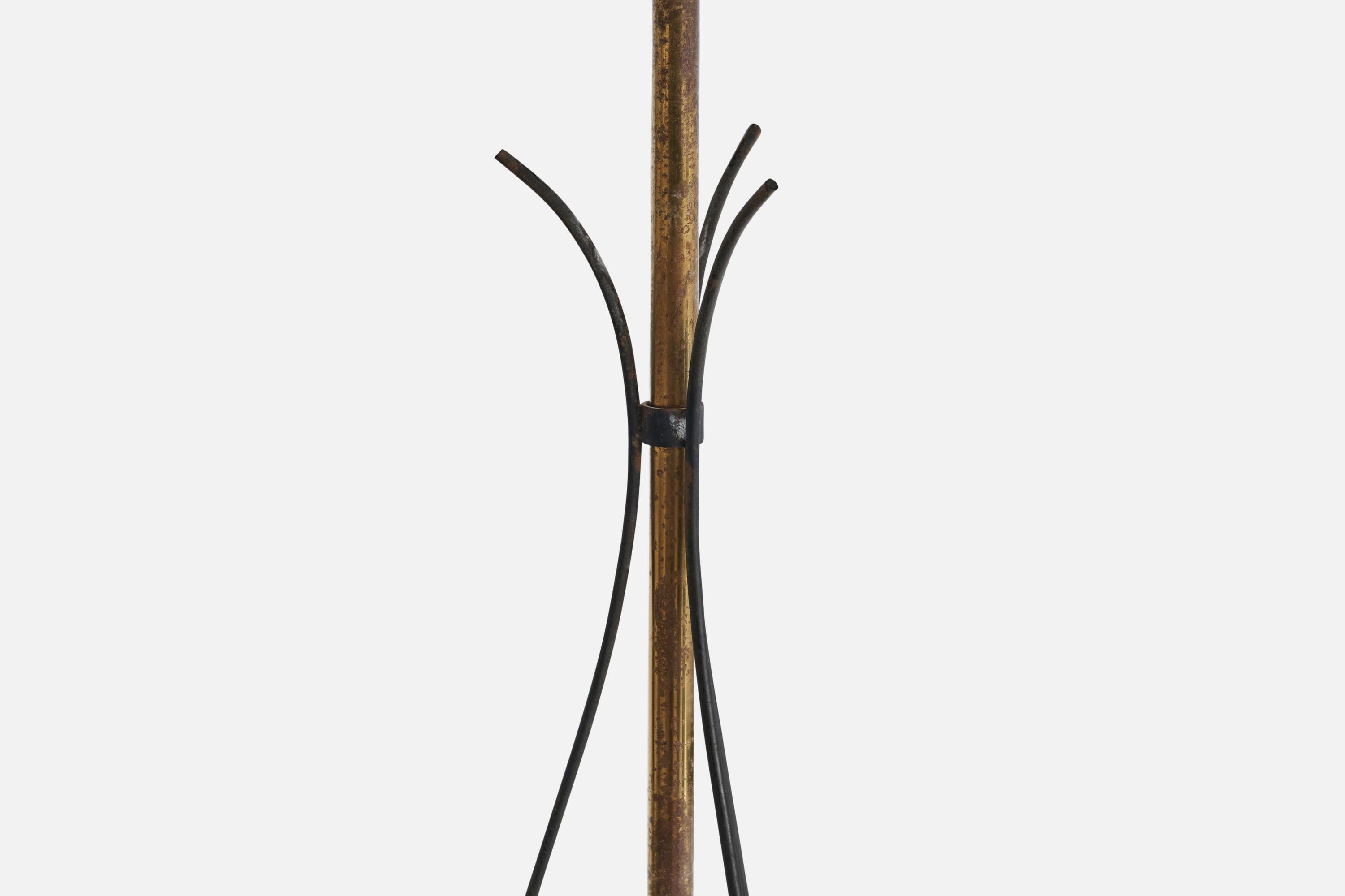Italian Designer, Pendant Light, Brass,  Metal, Glass, Italy, 1930s For Sale 8
