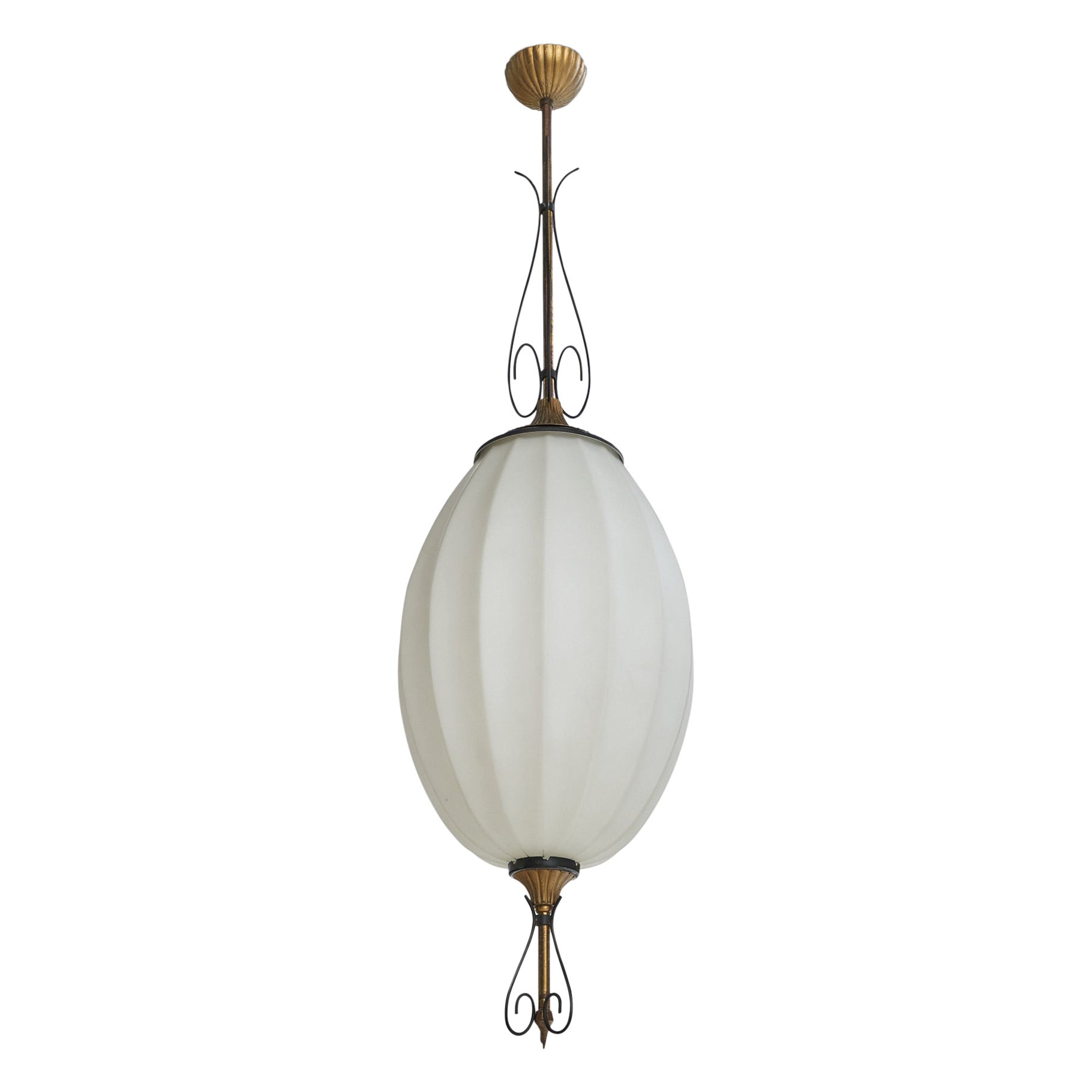 Designer italiano, Lampada a sospensione, Ottone,  Metallo, vetro, Italia, anni '30 in vendita