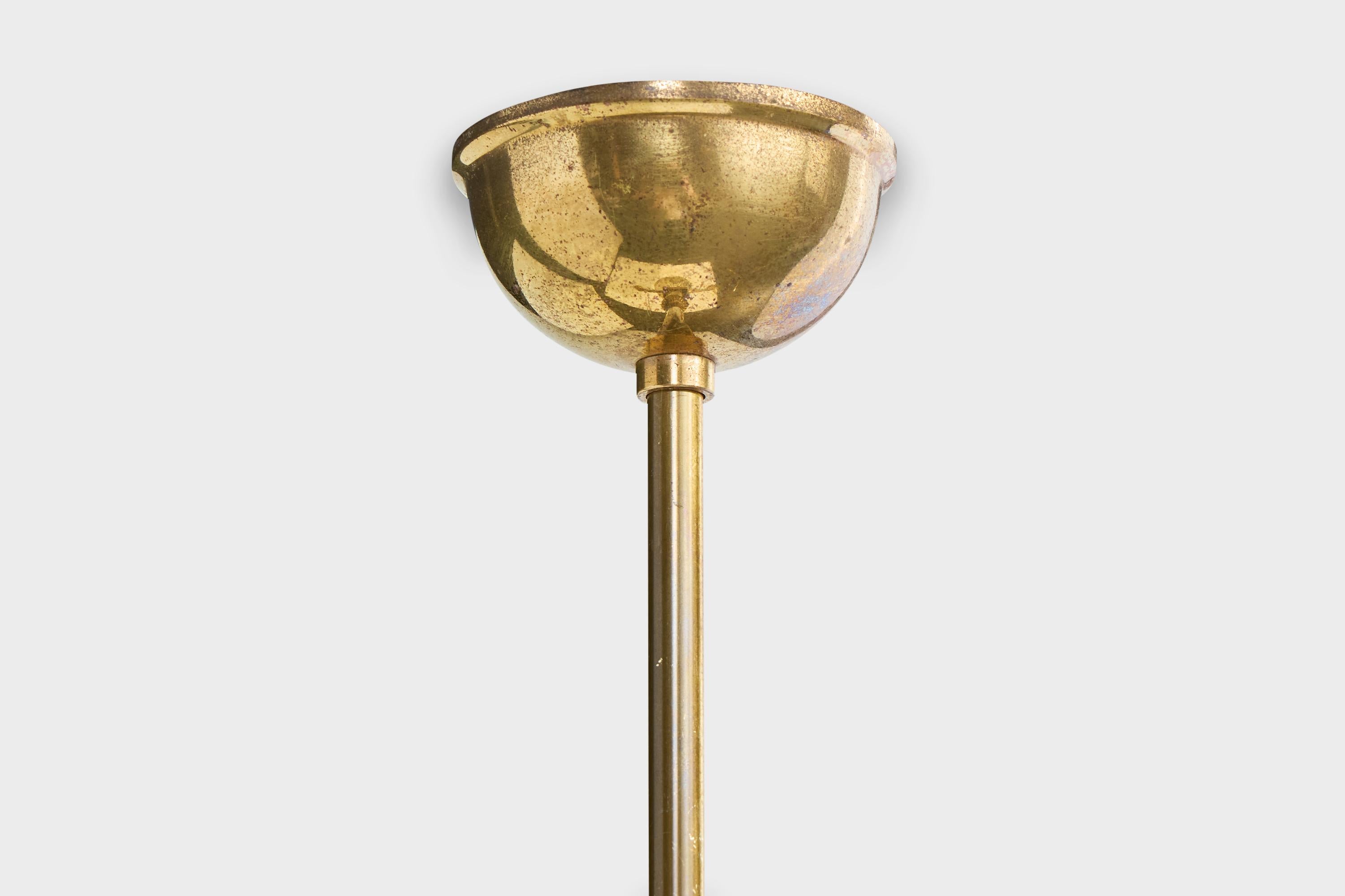 Designer italiano, lampada a sospensione, vetro, ottone, Italia, anni '40 in vendita 4