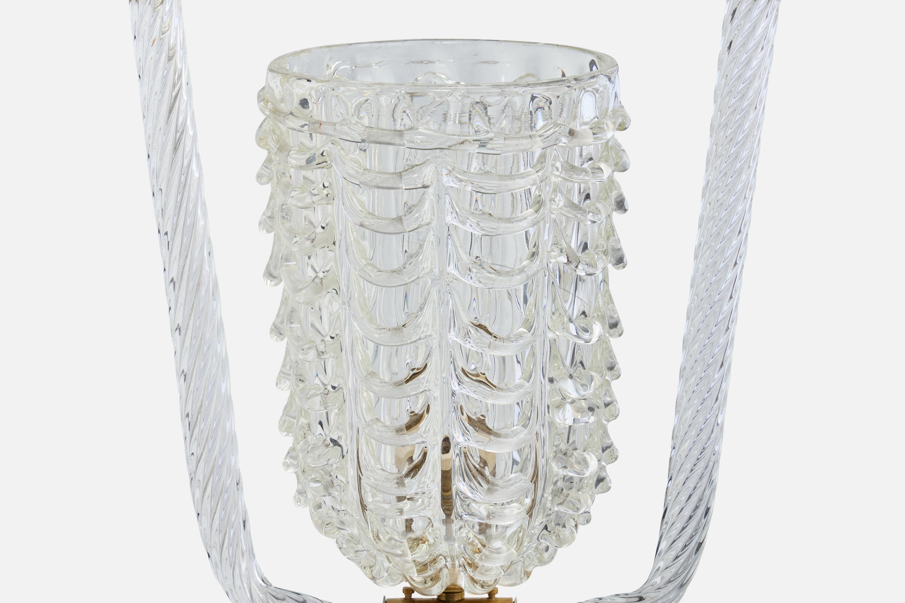 Metà XX secolo Designer italiano, lampada a sospensione, vetro, ottone, Italia, anni '40 in vendita