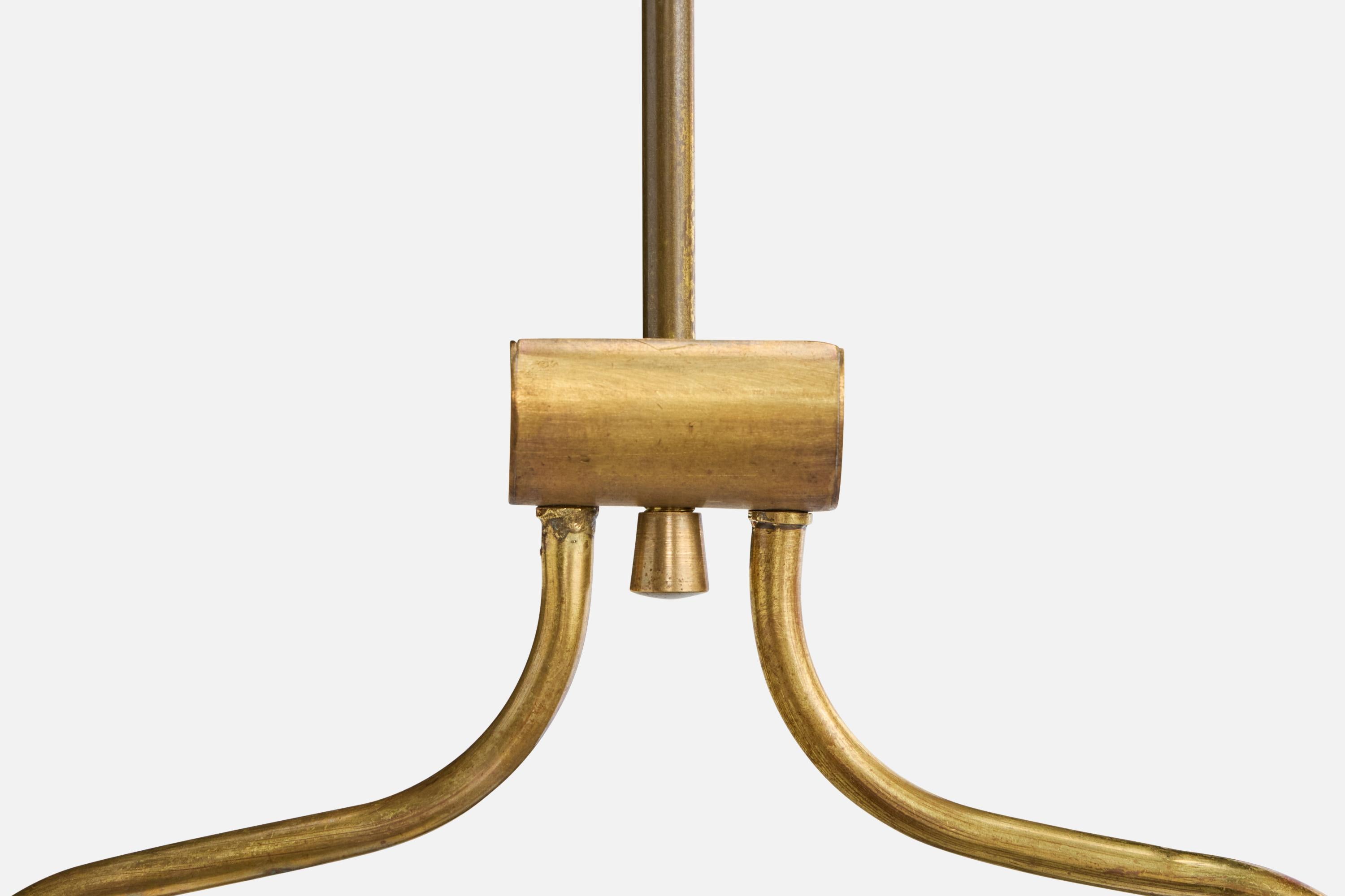 Designer italiano, lampada a sospensione, vetro, ottone, Italia, anni '40 in vendita 2