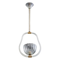 Designer italiano, lampada a sospensione, vetro, ottone, Italia, anni '40