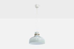 Italian Designer, Pendant Light, Glass, Brass, Italy, 1950s