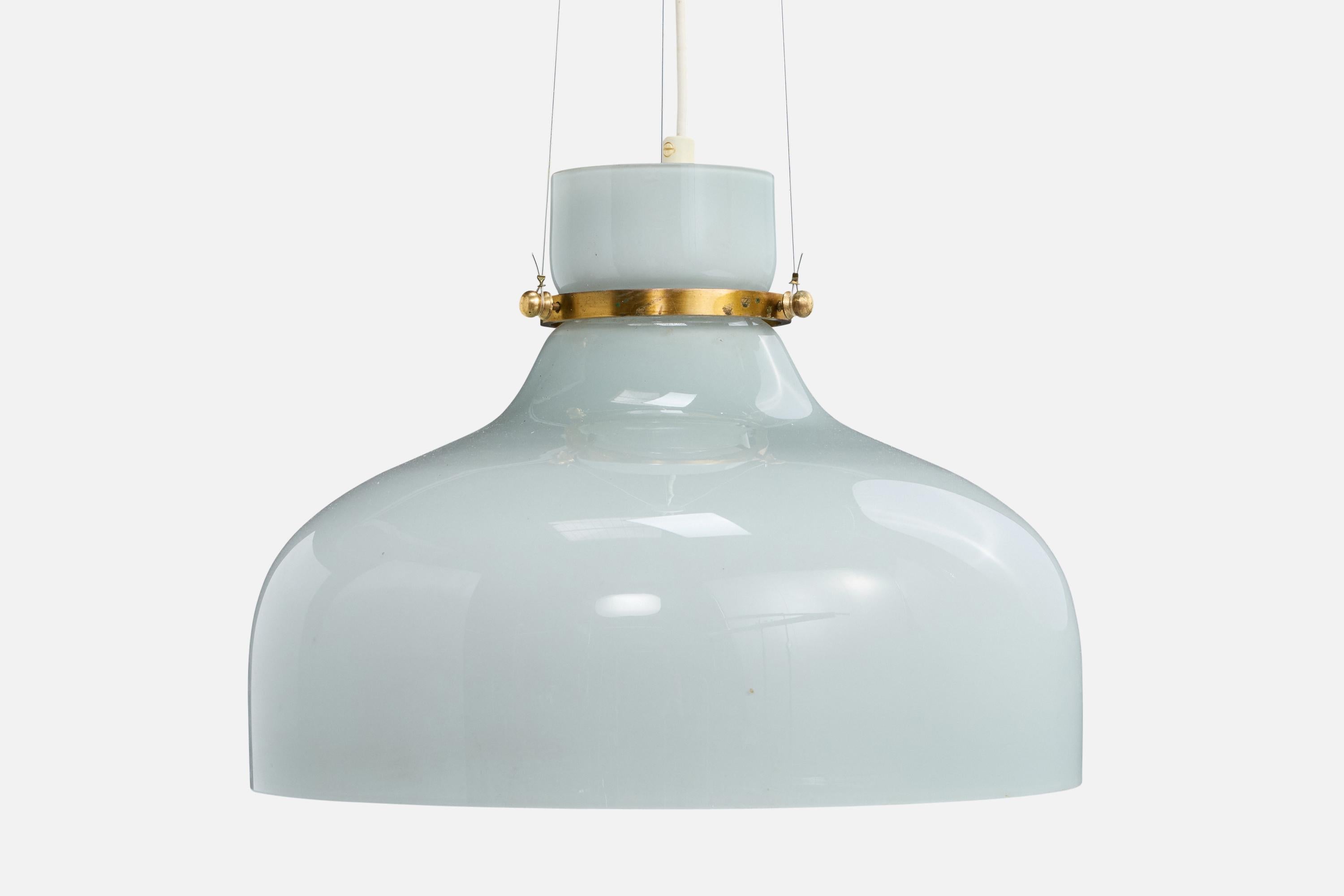 Diseñador italiano, Lámpara colgante, Vidrio, Latón, Italia, Años 50 Italiano en venta