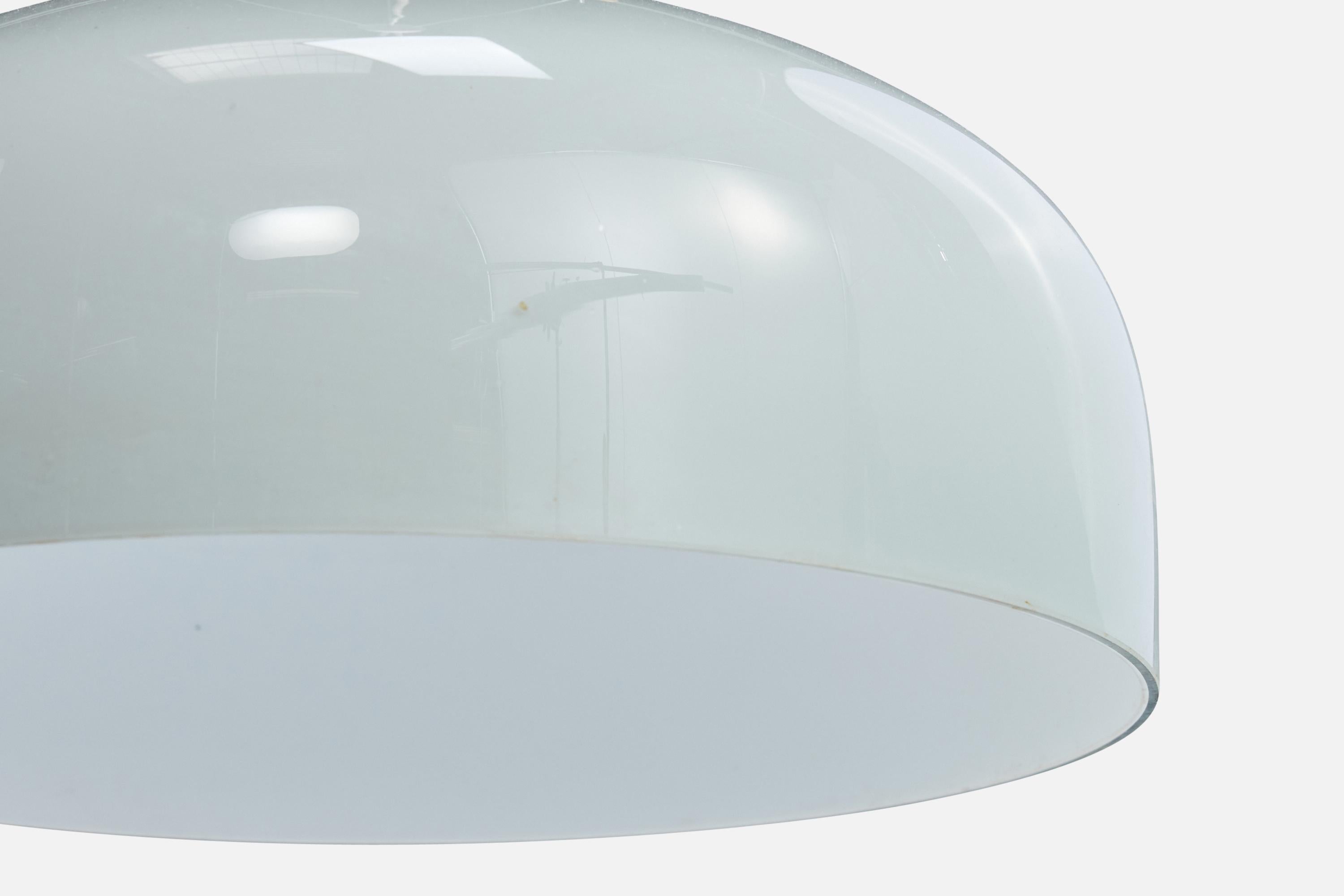 Diseñador italiano, Lámpara colgante, Vidrio, Latón, Italia, Años 50 en Bueno estado para la venta en High Point, NC