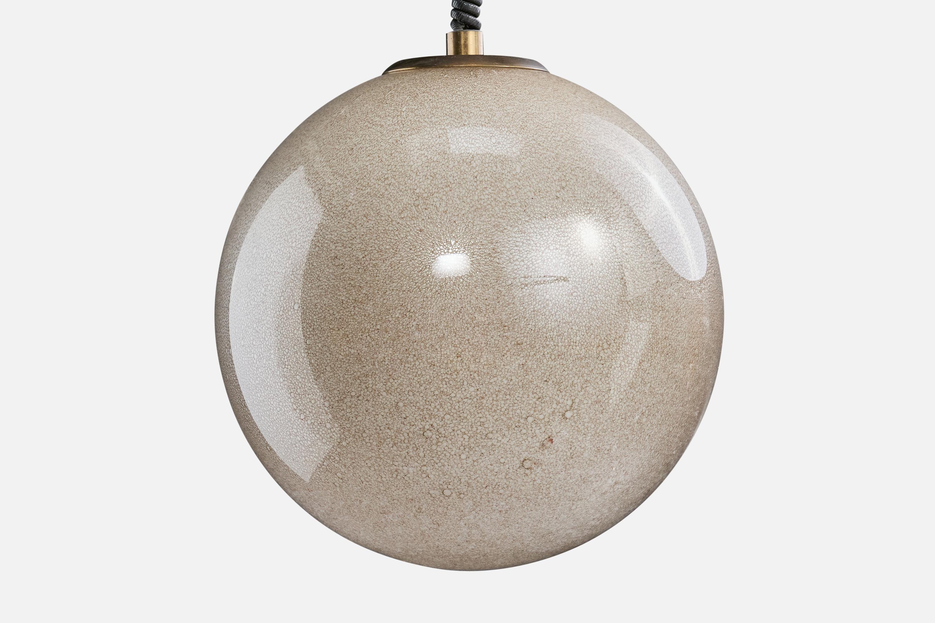 Italienische Designerin, Pendelleuchte, Glas, Messing, Italien, 1960er Jahre (Mitte des 20. Jahrhunderts) im Angebot