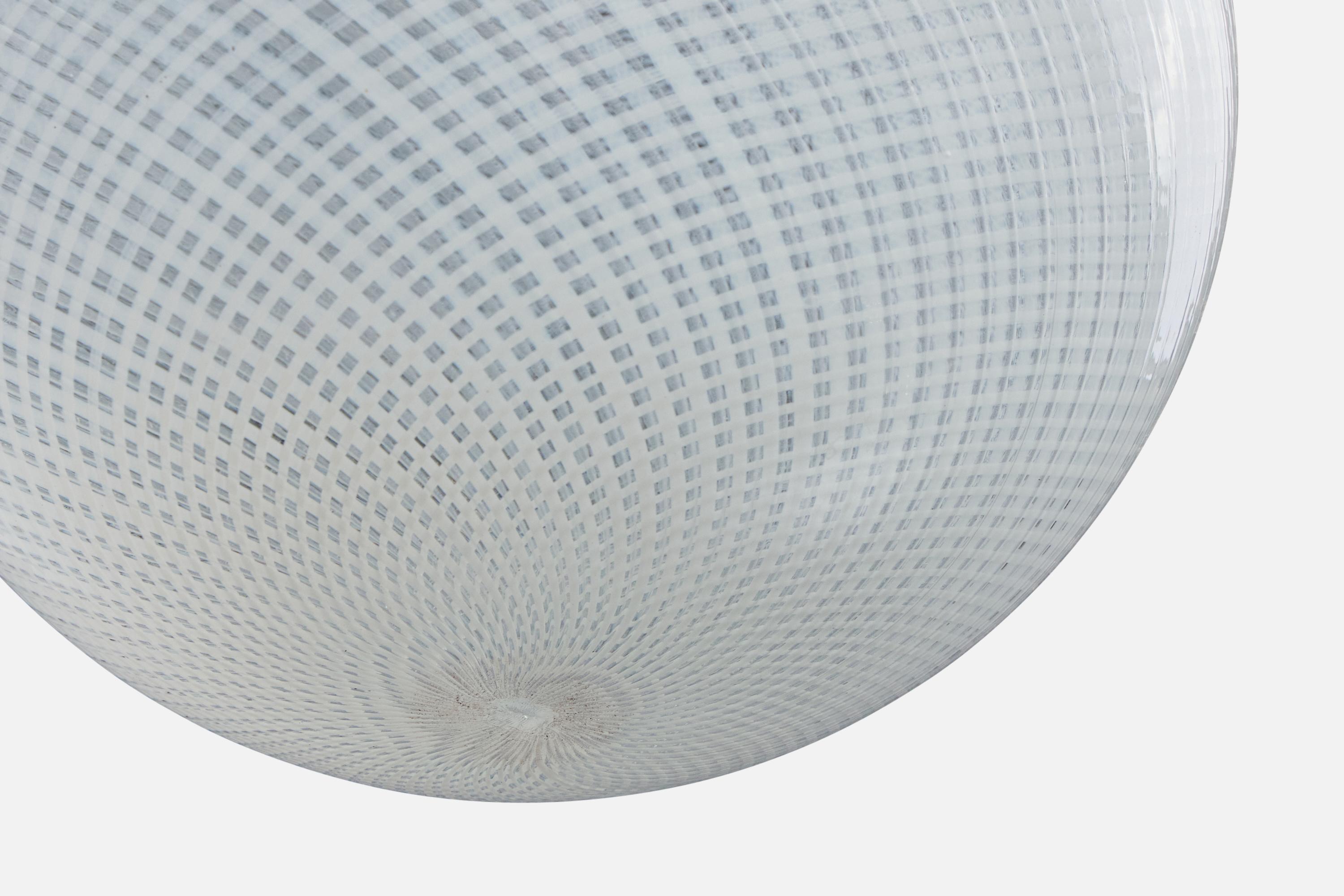 Italienischer Designer, Pendelleuchte, Glas, Metall, Italien, 1940er Jahre im Angebot 1