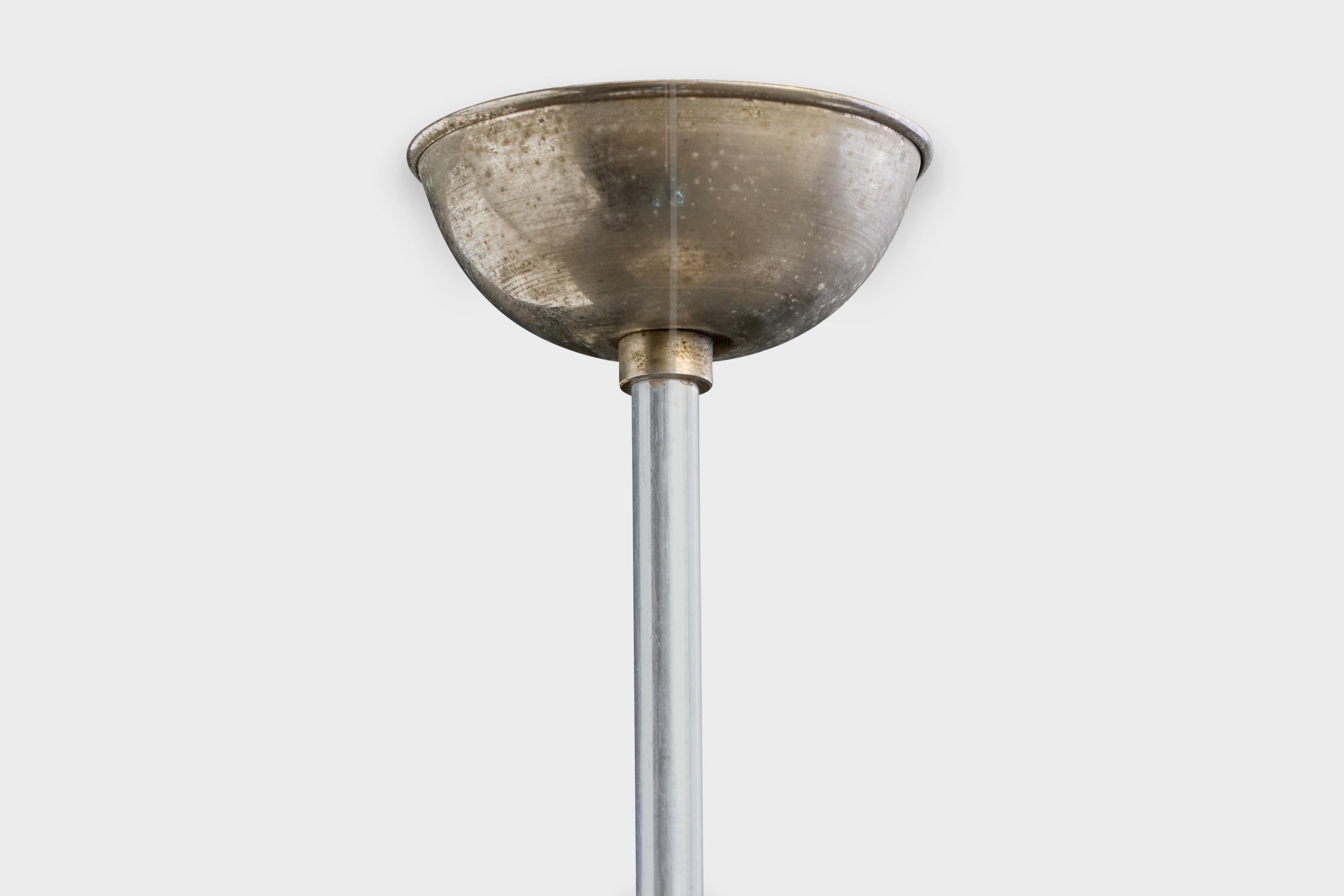 Italienischer Designer, Pendelleuchte, Glas, Metall, Italien, 1940er Jahre im Angebot 4