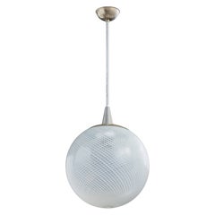 Italian Designer, Pendant Light, Glass, Metal, Italy, 1940s