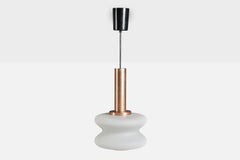 Italian Designer, Pendant Light, Glass, Metal, Italy, 1950s