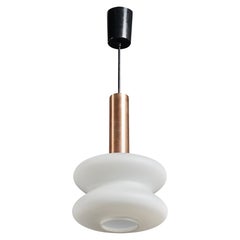 Italian Designer, Pendant Light, Glass, Metal, Italy, 1950s