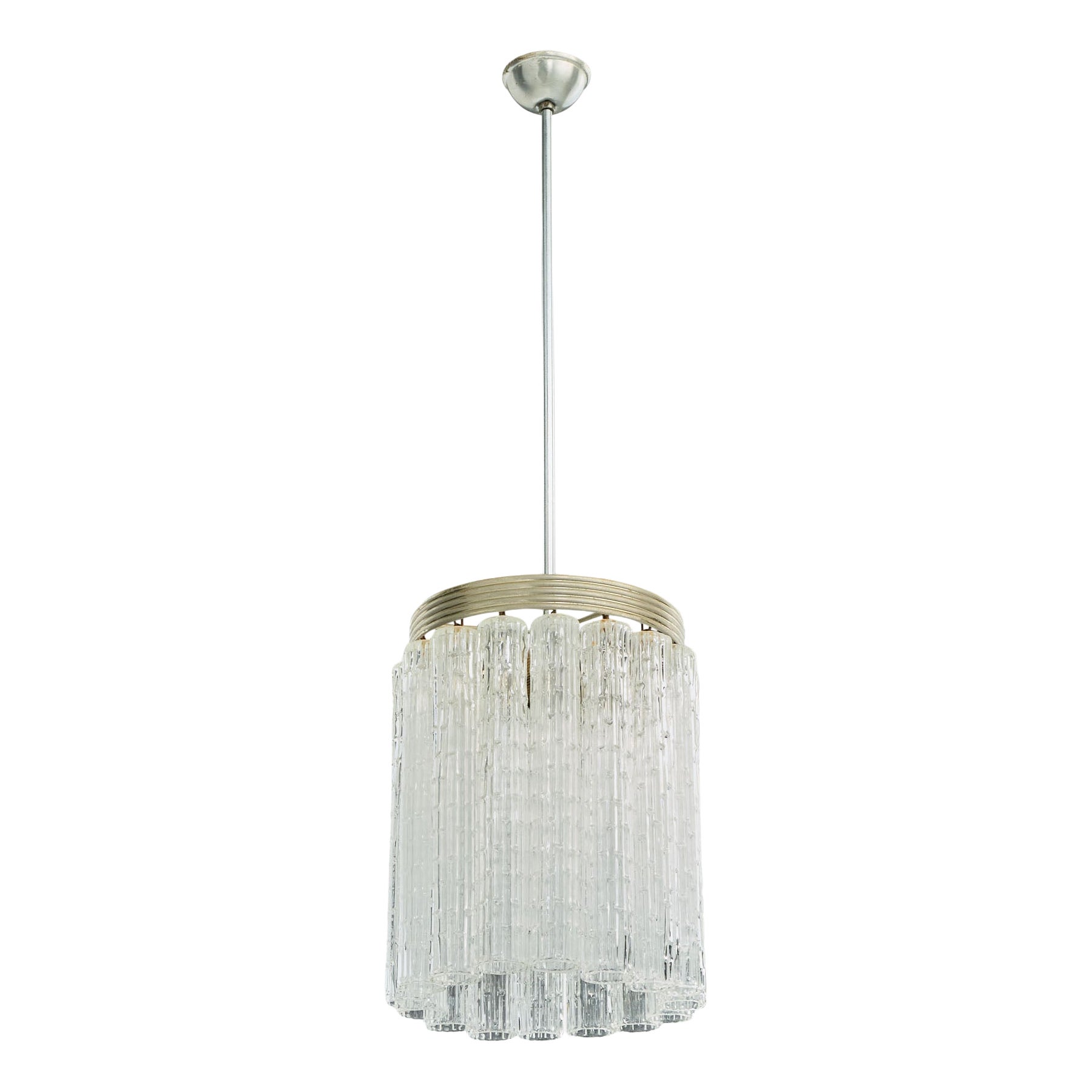 Italian Designer, Pendant Light, Glass, Metal, Italy, 1960s