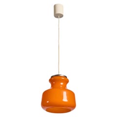 Italian Designer, Pendant Light, Glass, Metal, Italy, 1970s