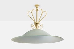 Italian Designer, Pendant Light, Metal, Glass, Italy, 1940s