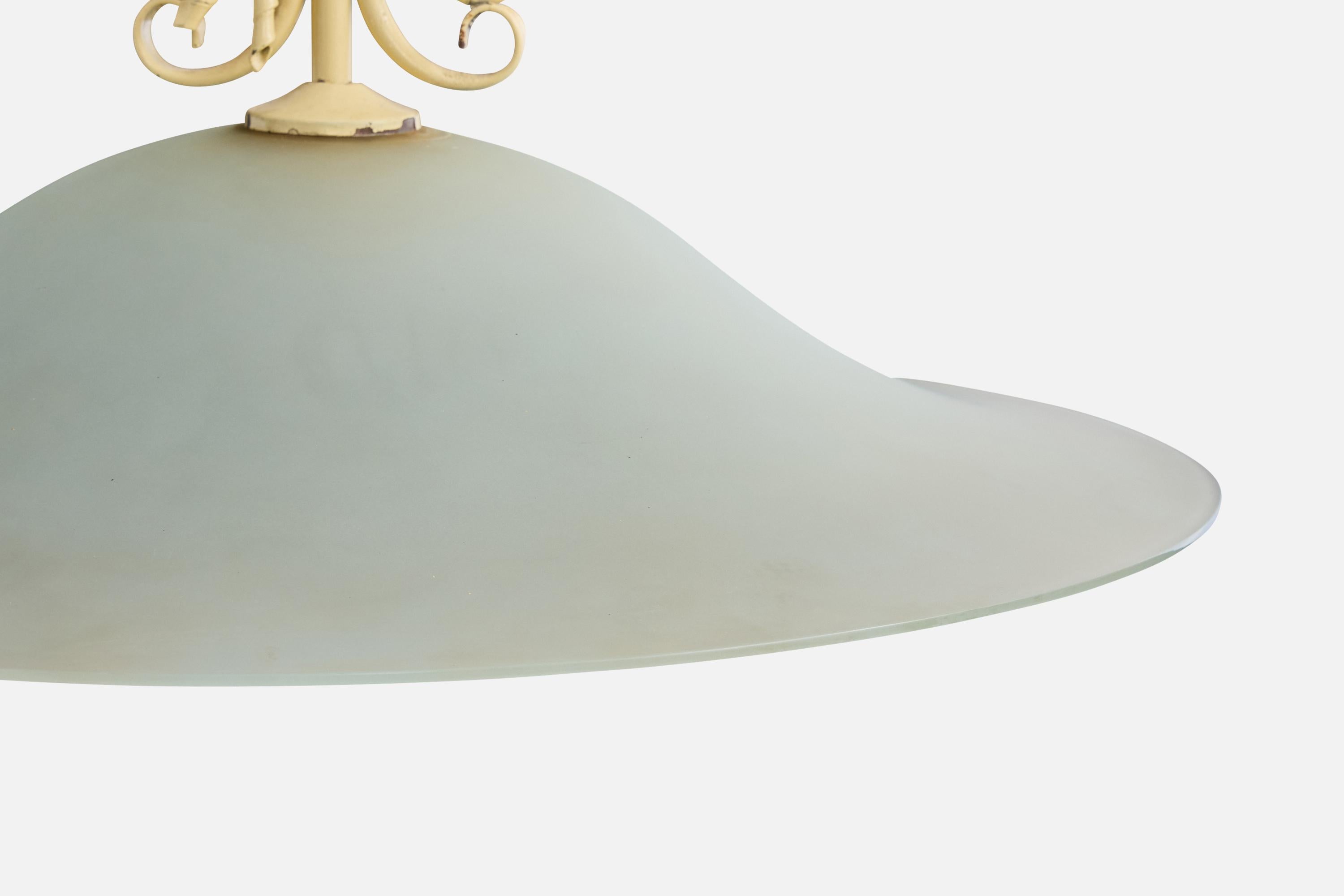 Italienischer Designer, Pendelleuchte, Metall, Glas, Italien, 1940er Jahre im Zustand „Gut“ im Angebot in High Point, NC