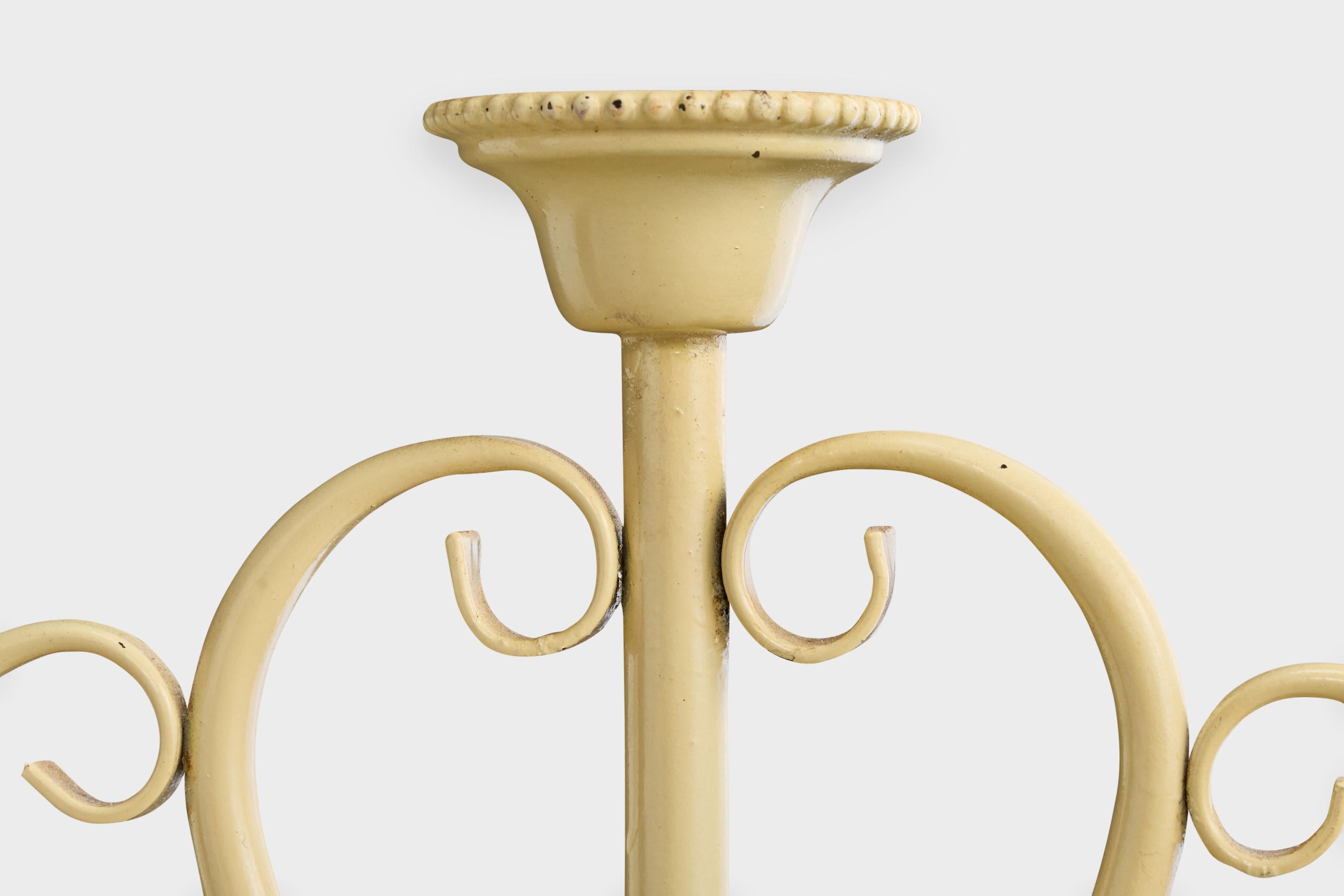 Italienischer Designer, Pendelleuchte, Metall, Glas, Italien, 1940er Jahre im Angebot 3