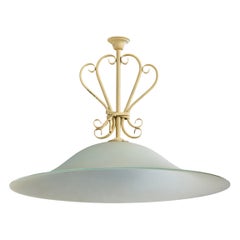 Designer italiano, lampada a sospensione, metallo, vetro, Italia, anni '40