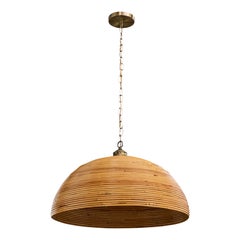Designer italiano, lampada a sospensione, rattan, ottone, Italia, anni '70