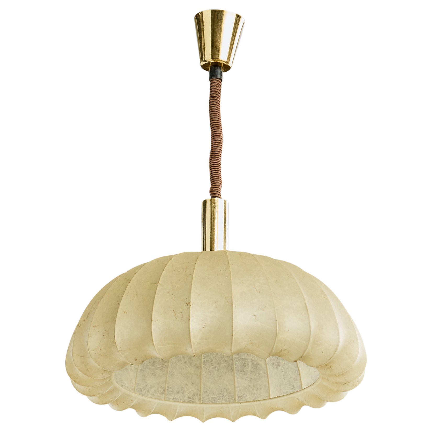 Italian Designer, Pendant Light, Resin, Brass, Italy, 1960s For Sale