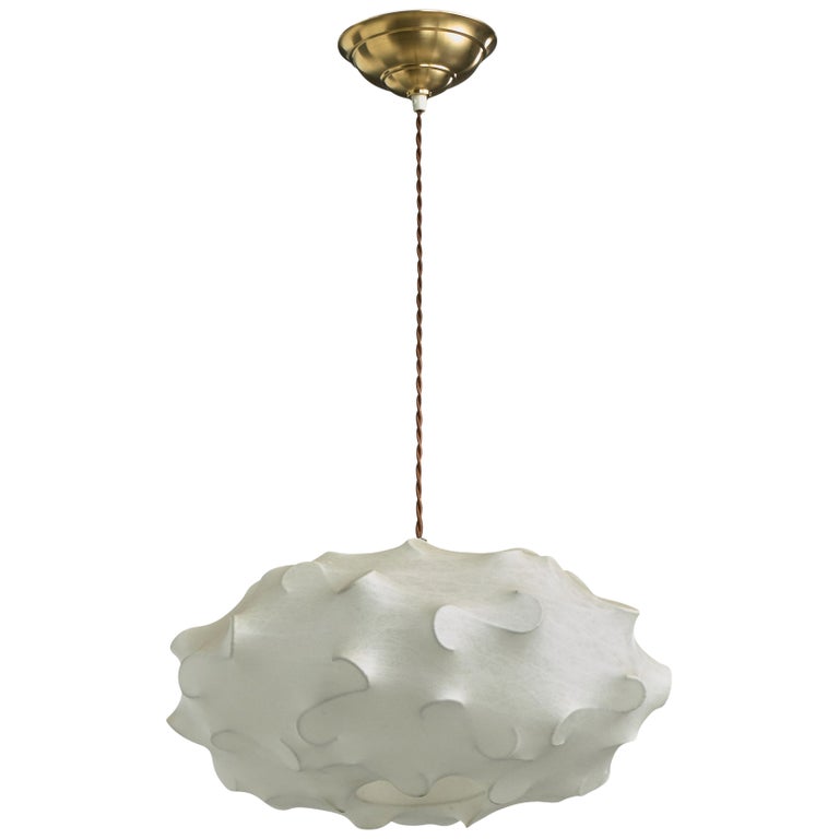 Italian Designer, Pendant Light, Resin, Brass, Italy, 1980s