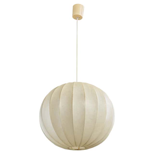 French Designer, Pendant Light, Glass, Wood, France, 1960s For Sale at ...