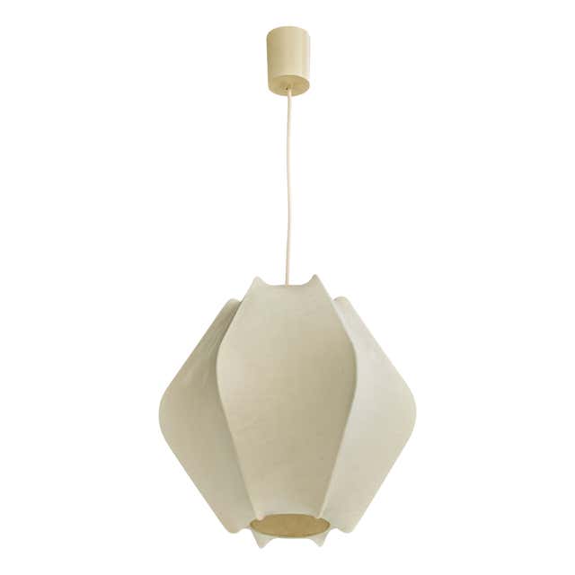French Designer, Pendant Light, Glass, Wood, France, 1960s For Sale at ...