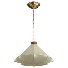 Designer italiano, lampada a sospensione, resina, teak, ottone, Italia, anni '60