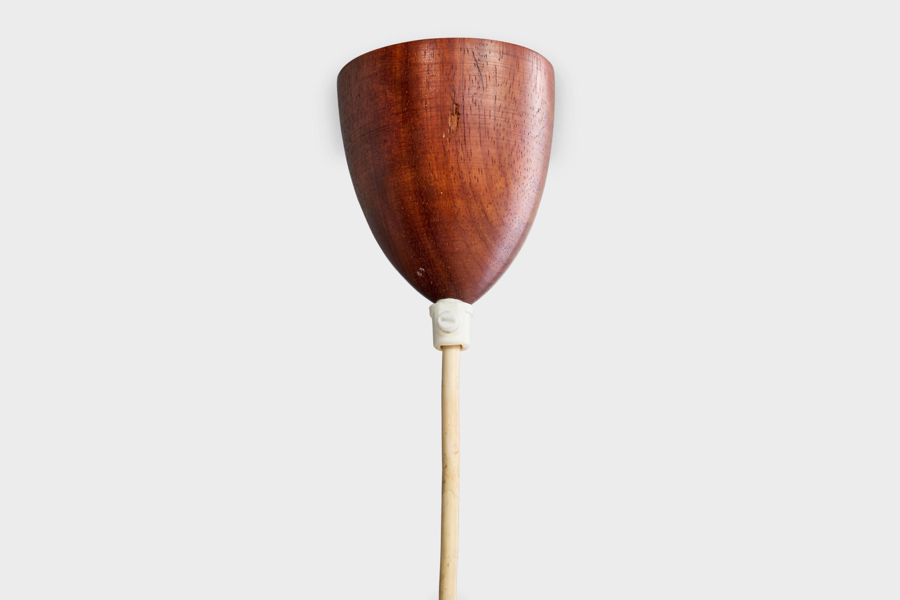Italian Designer, Pendant Light, Teak, Resin, Italy, 1960s For Sale 5