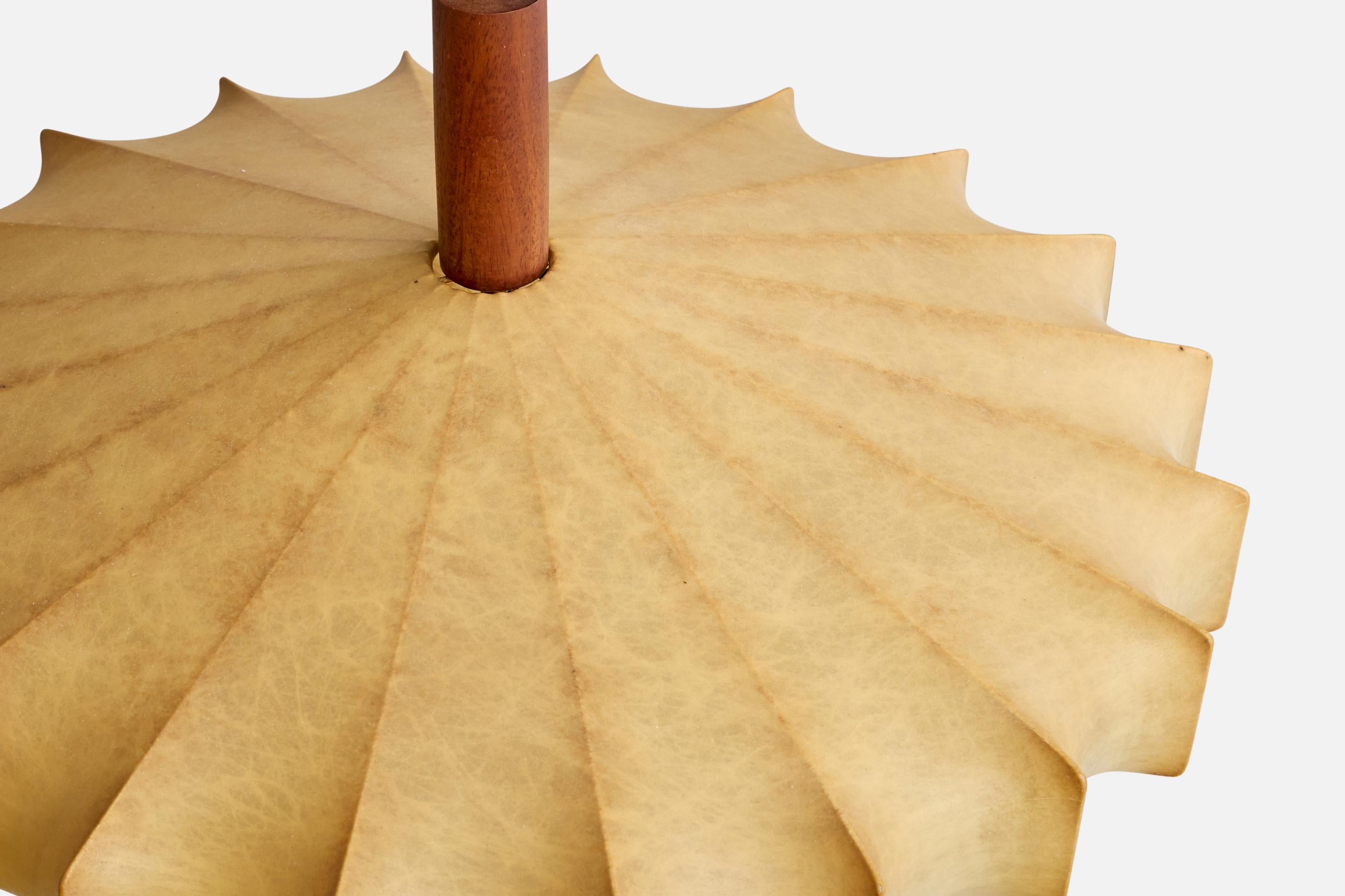Italian Designer, Pendant Light, Teak, Resin, Italy, 1960s For Sale 3