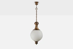 Designer italiano, lampade a sospensione, ottone, vetro, Italia, anni '50