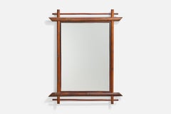 Italian Designer, Rectangular Wall Mirror, Bamboo, Mirror, Italy, 1960s