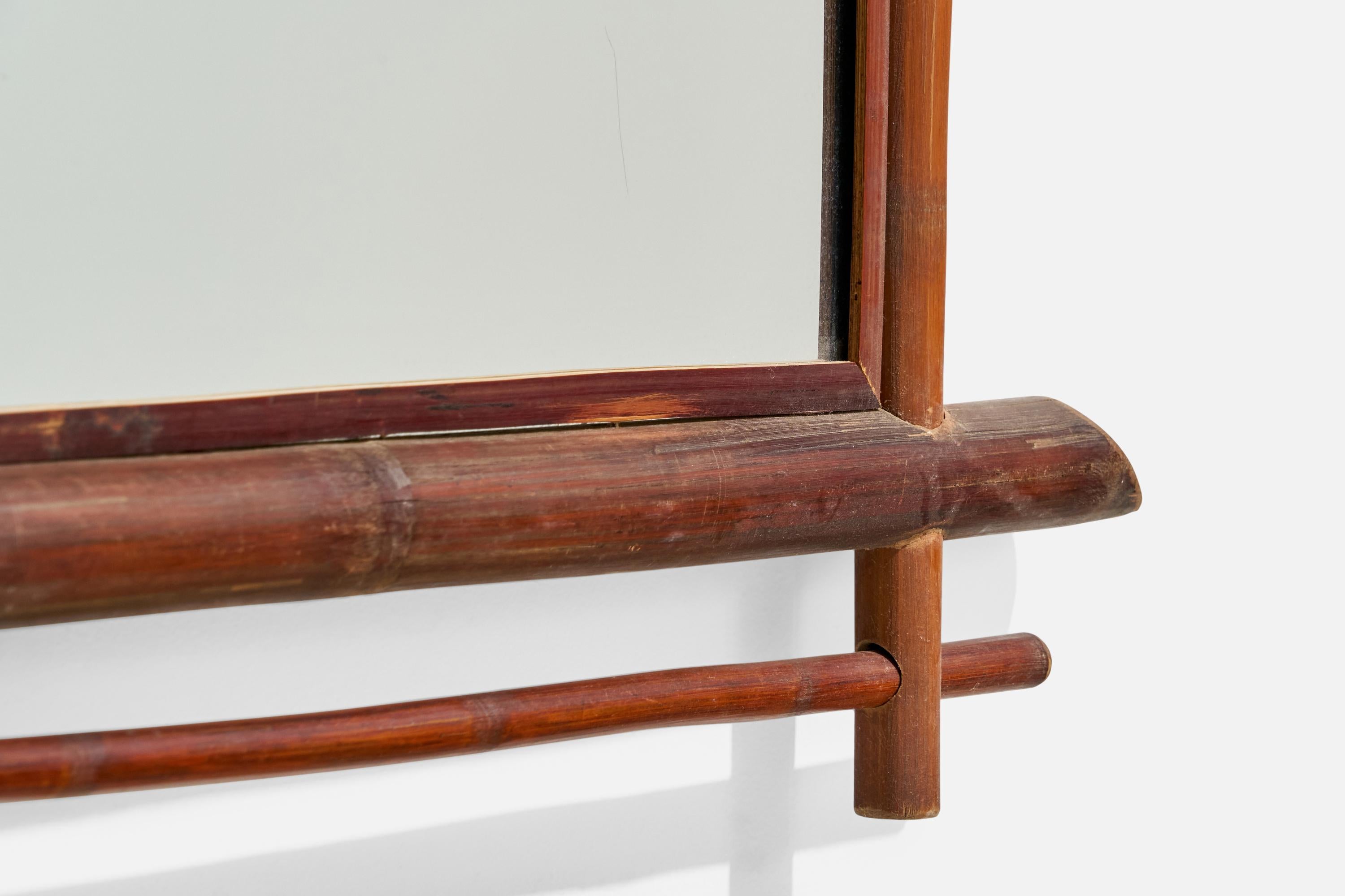 Italian Designer, Rectangular Wall Mirror, Bamboo, Mirror, Italy, 1960s For Sale 3