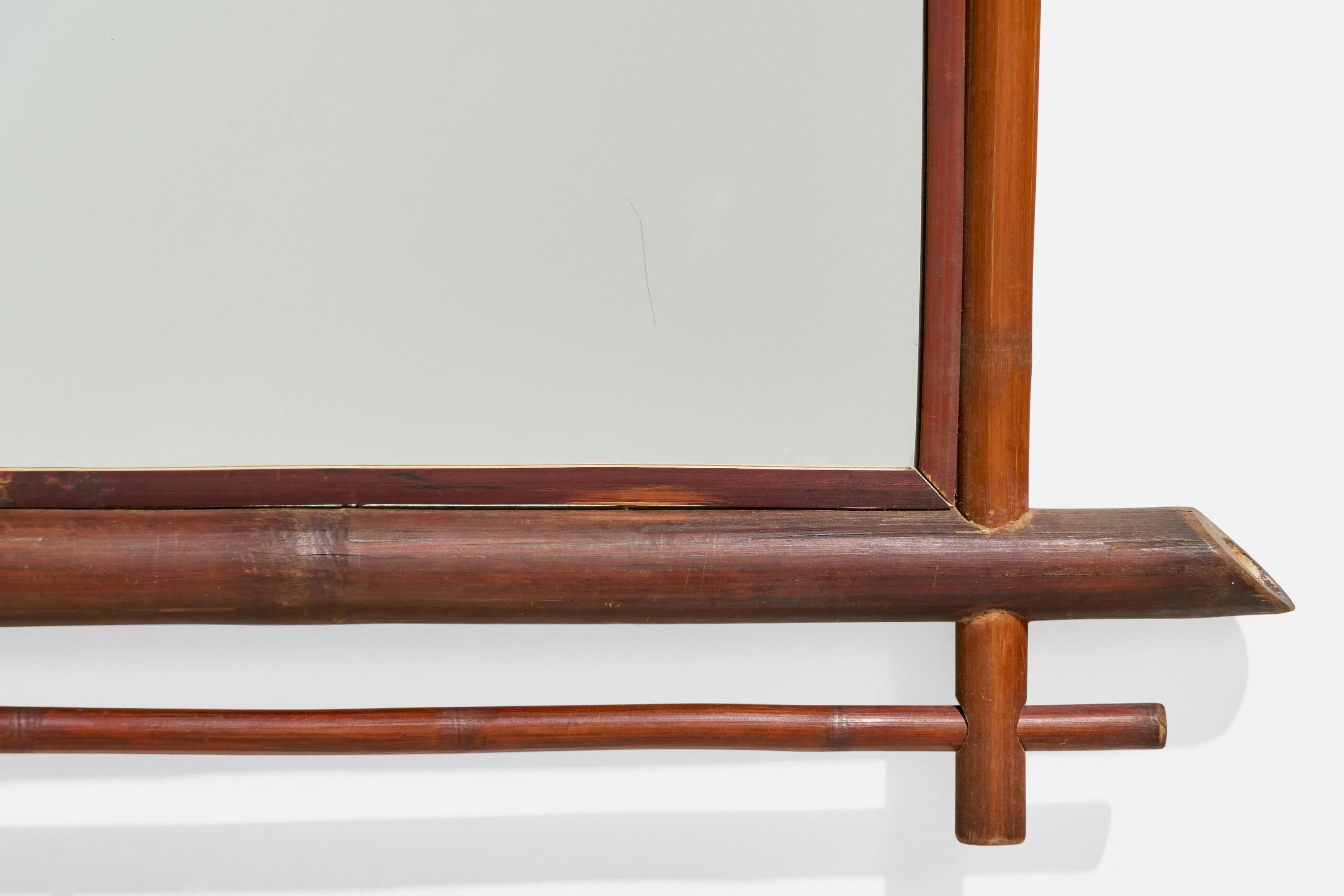 Italian Designer, Rectangular Wall Mirror, Bamboo, Mirror, Italy, 1960s For Sale 4