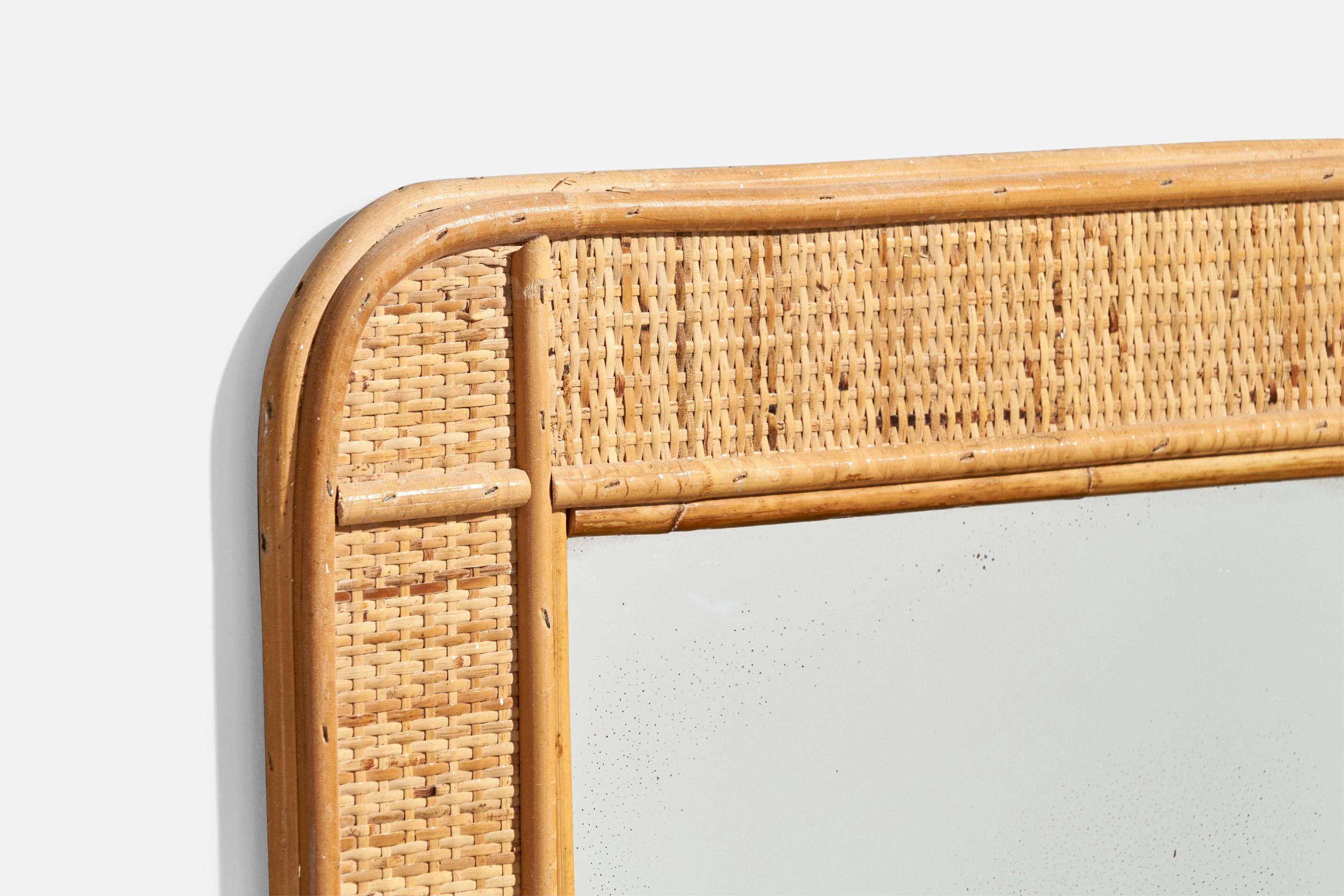 rectangular rattan mirror