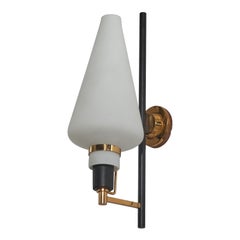 Sconce di design italiano, ottone, metallo, vetro, Italia, anni '50