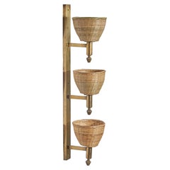 Italian Designer, Sconce, Brass, Rattan, Italy, 1940s