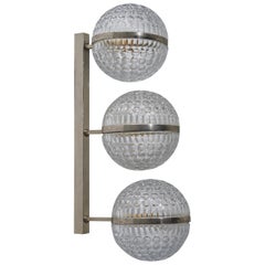 Italienischer Designer, Wandleuchter, Glas, Metall, Italien, 1960er Jahre