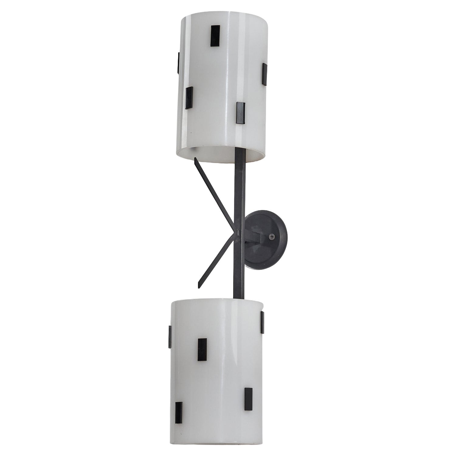 Italian Designer, Sconce, Metal, Acrylic, Italy, 1950s For Sale