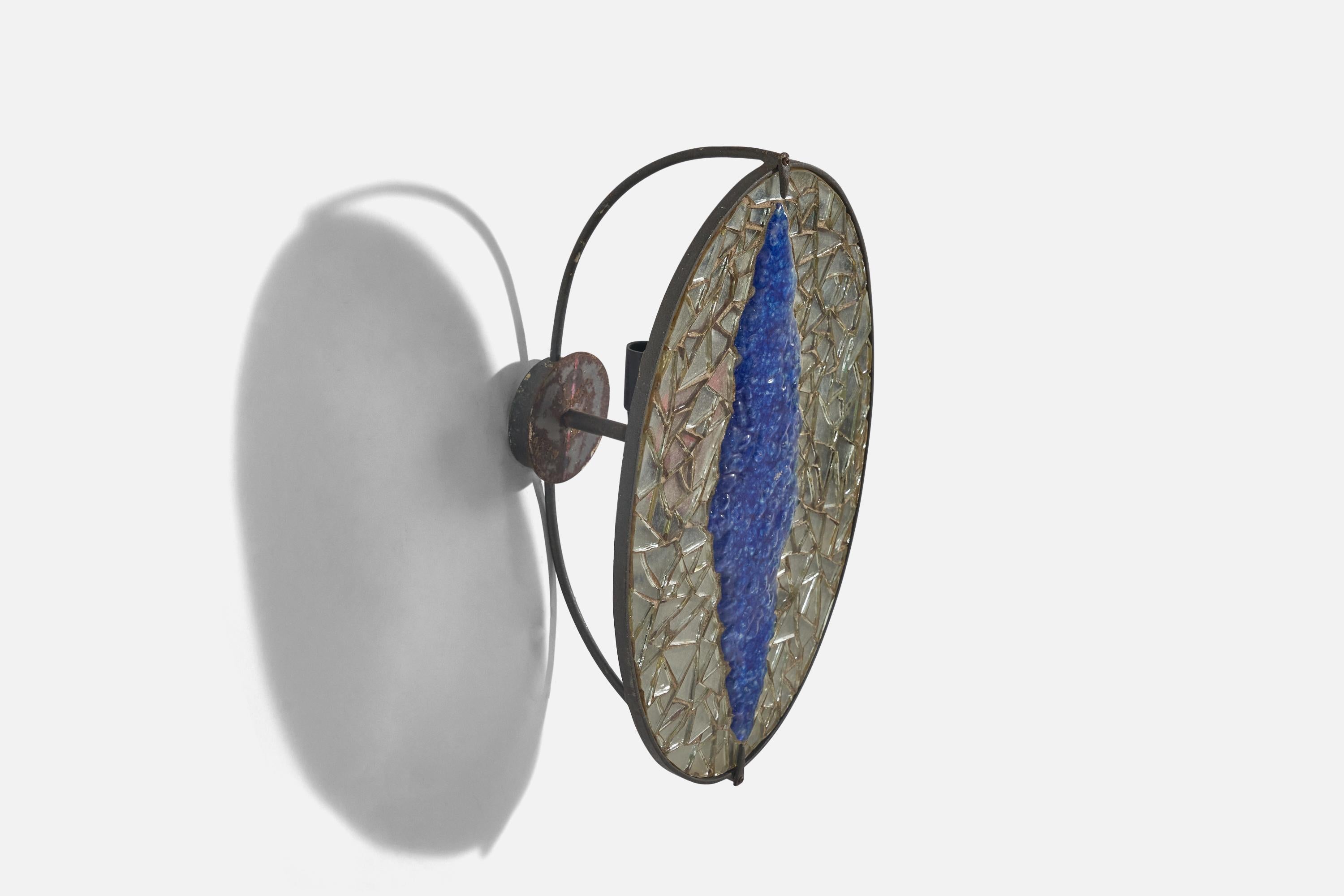 Mid-Century Modern Créateur italien, appliques, verre de Murano, fer, Italie, années 1930 en vente
