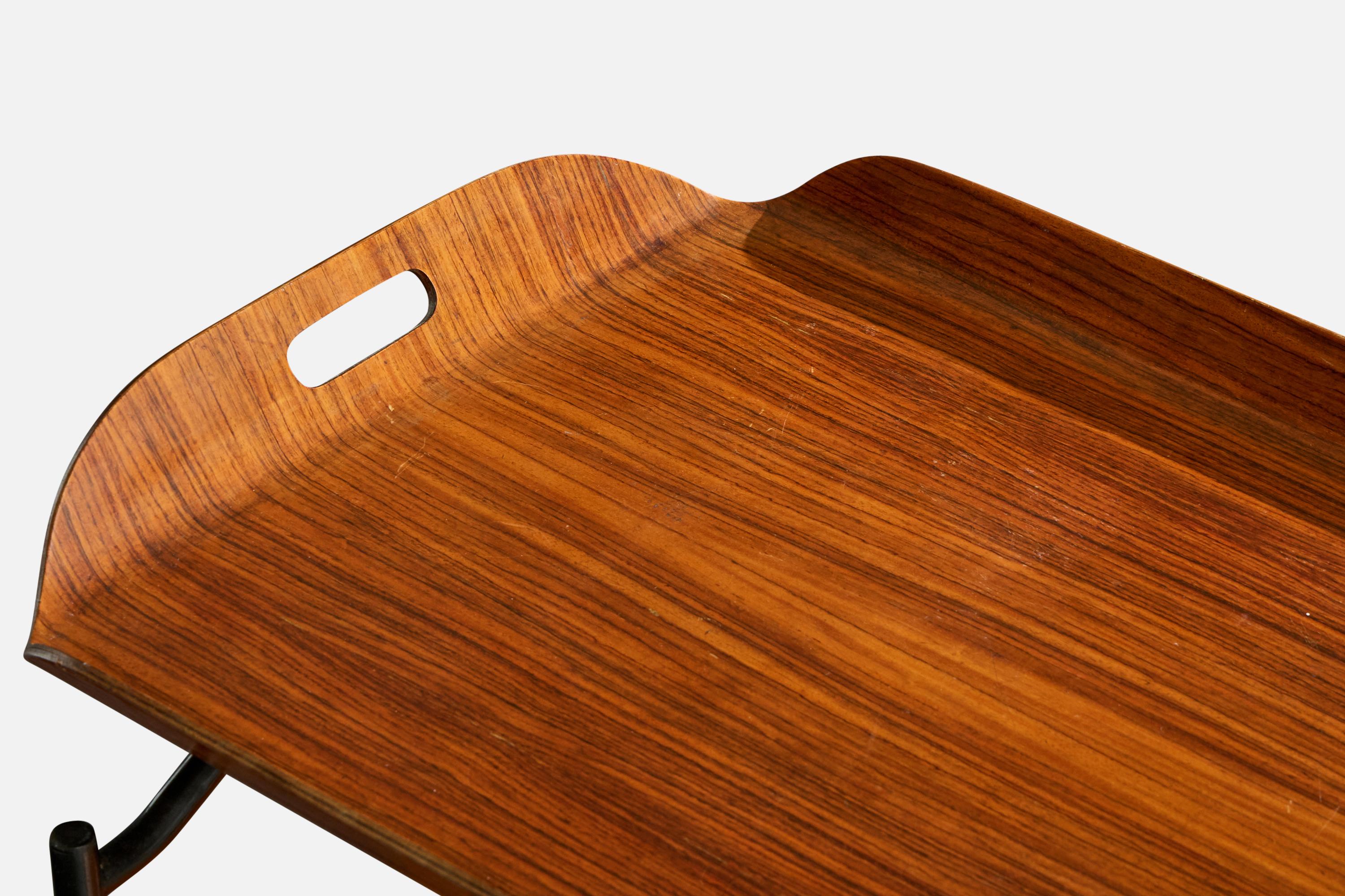 Milieu du XXe siècle Designer italien, chariot de service, teck, métal, Italie, années 1950 en vente